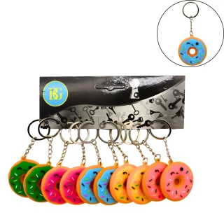 PORTE-CLES DONUT 5CM 6 COULEURS ASSORTIES