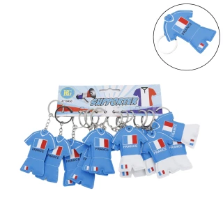 PORTE-CLES MAILLOT DE FOOT FRANCE 8CM 2 COULEURS ASSORTIES