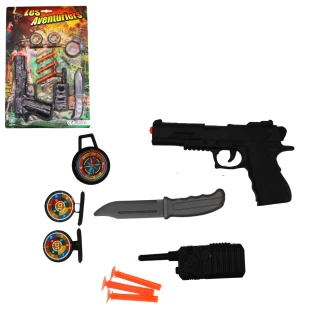 PISTOLET FLECHES 19CM + ACCESSOIRES