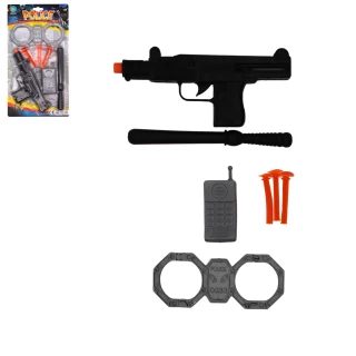 PISTOL 20CM POLICE WITH DARTS AND HANDCUFFS