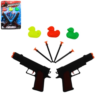 PISTOL 15CM 2 PIECES WITH DARTS AND DUCKS