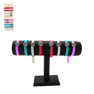BRACELET SILICONE STRASS 4 COULEURS ASSORTIES