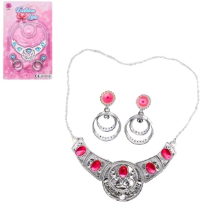 PARURE BIJOUX AVEC COLLIER ET BOUCLES D'OREILLES 2 COULEURS ASSORTIES