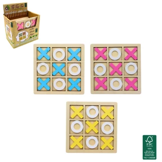 JEU DE TIC TAC TOE EN BOIS 14X14CM 3 MODELES ASSORTIS