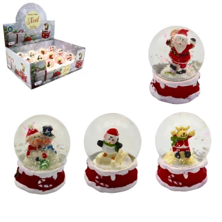 CHRISTMAS SNOW BALL 6X4.5CM 4 ASSORTMENTS